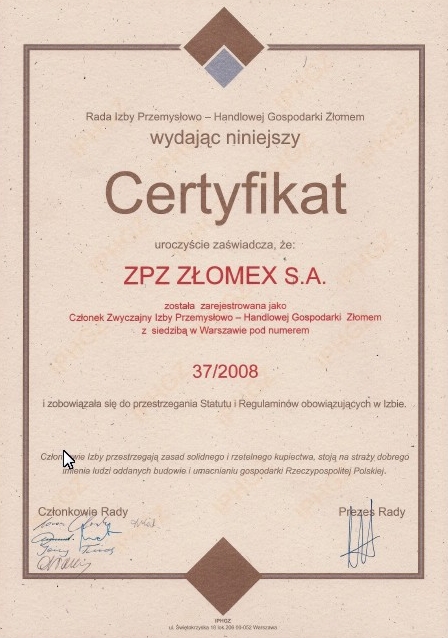 certyfikat ipghz certyfikaty i wyróżnienia
